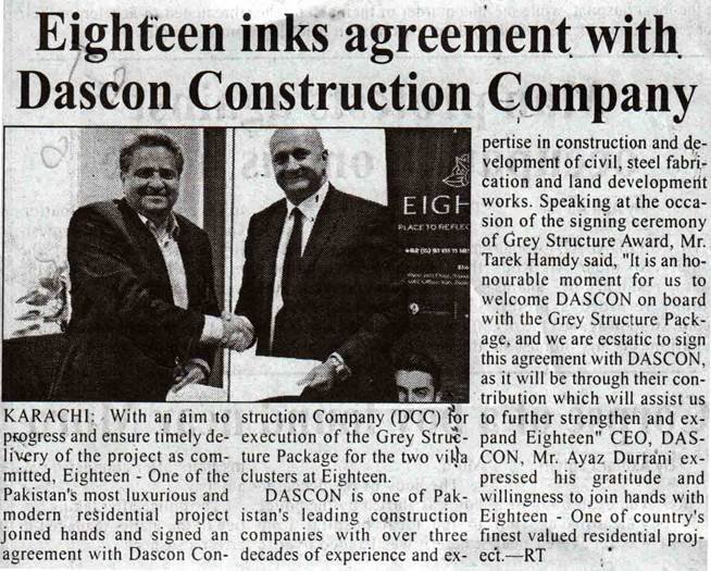 Eighteen ink agreement with Dascon