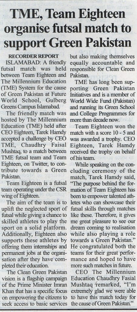 Eighteen support Green Pakistan